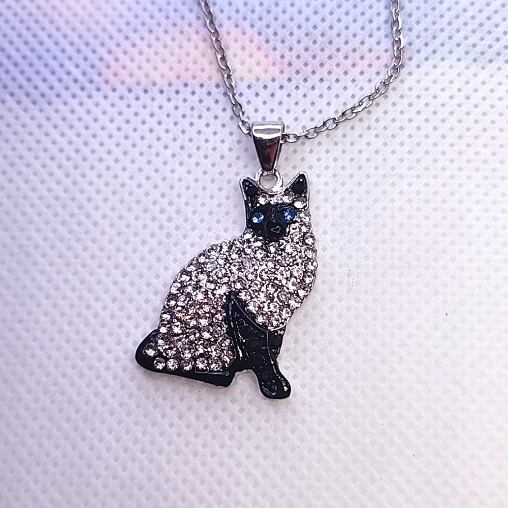 👁😺Siamese 🐈 😻 cat Necklace NWT - Picture 2 of 7